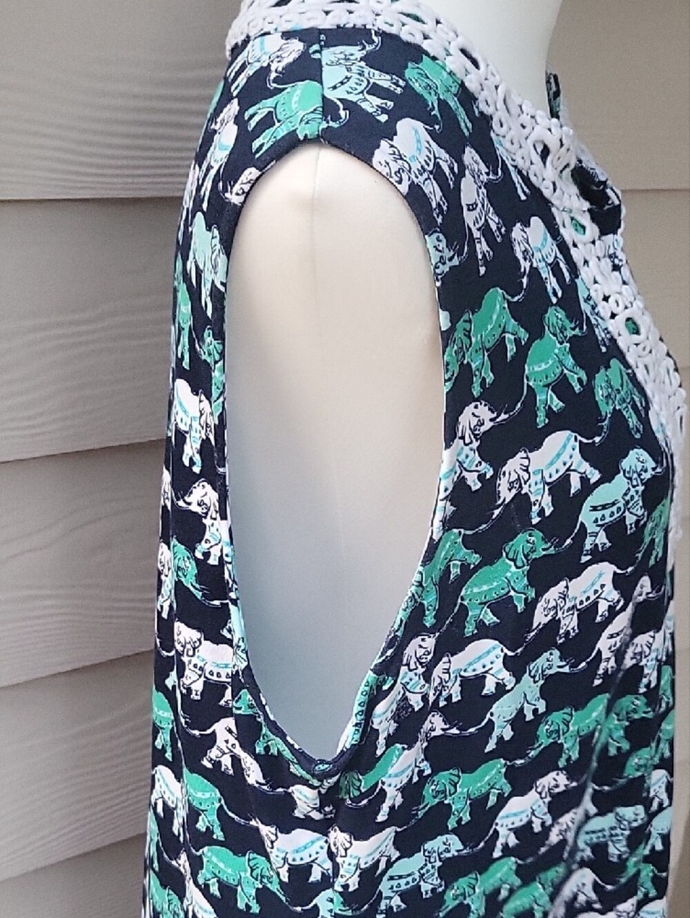 Crown & Ivy Navy Dress with Teal and White Elephant Print Size XL - Picture 5 of 13